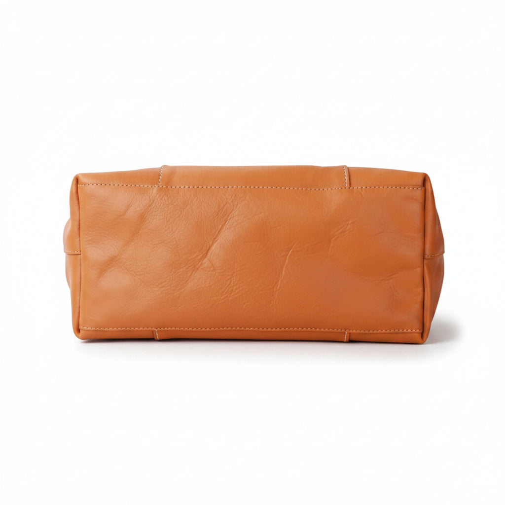 Large Cowhide Tote Bag – Colorblock Leather Shoulder Bag