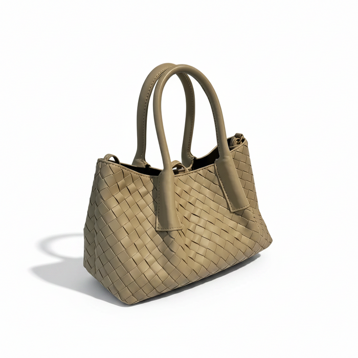 Woven Cowhide Shoulder Bag – Mini Crossbody Tote