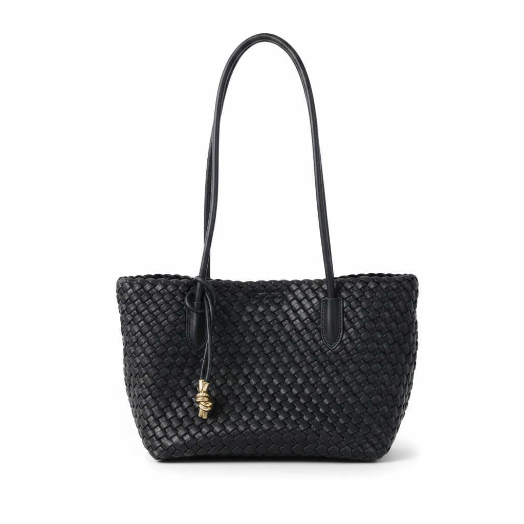 Woven Leather Tote Bag – Large Capacity Shoulder Bag