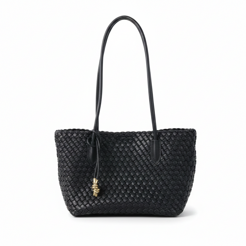 Woven Leather Tote Bag – Large Capacity Shoulder Bag