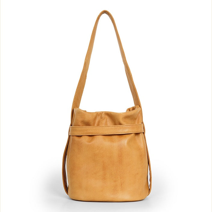 Women’s Full Grain Leather Bucket Bag – Handmade Shoulder & Crossbody Bag