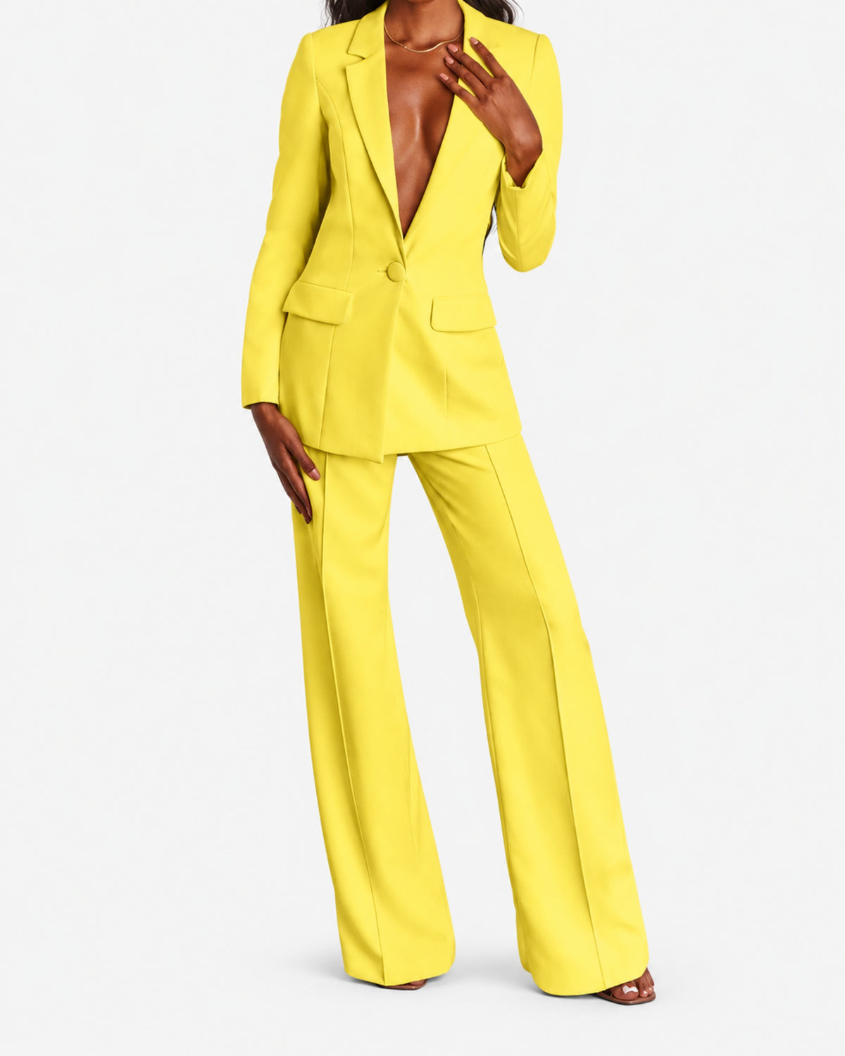Women's Slim Fit Blazer & Wide-Leg Pants Set