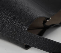 Women’s Genuine Leather Bucket Tote – Togo Cowhide Shoulder Bag