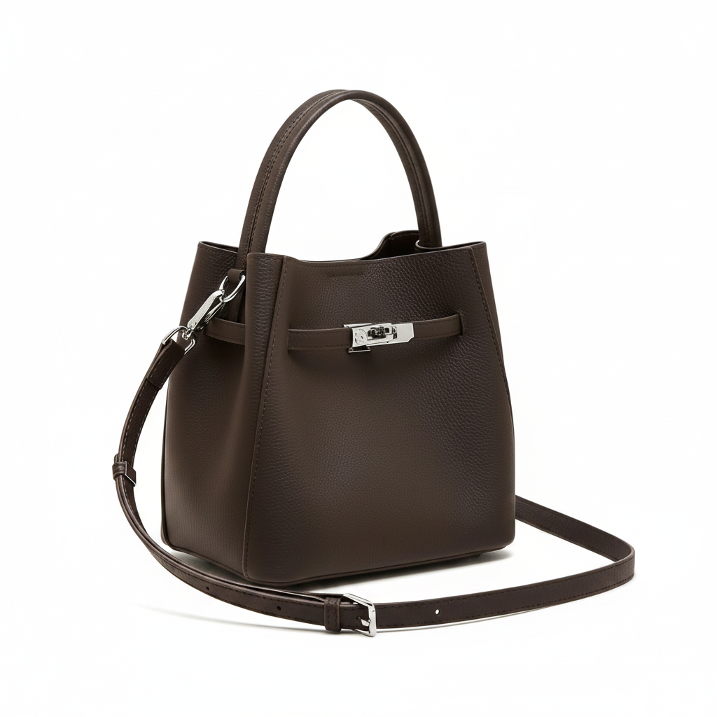 Cowhide Bucket Bag – Minimal Shoulder Crossbody