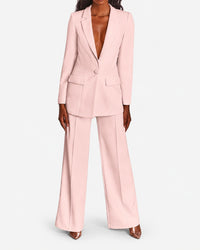 Women's Slim Fit Blazer & Wide-Leg Pants Set