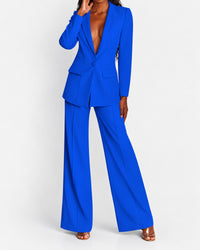 Women's Slim Fit Blazer & Wide-Leg Pants Set