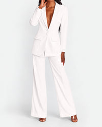Women's Slim Fit Blazer & Wide-Leg Pants Set