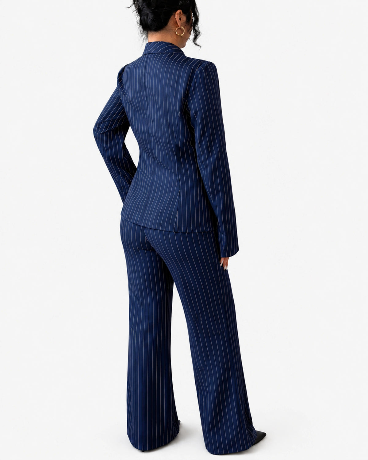 Women’s Pinstripe Blazer & Flared Pants Set