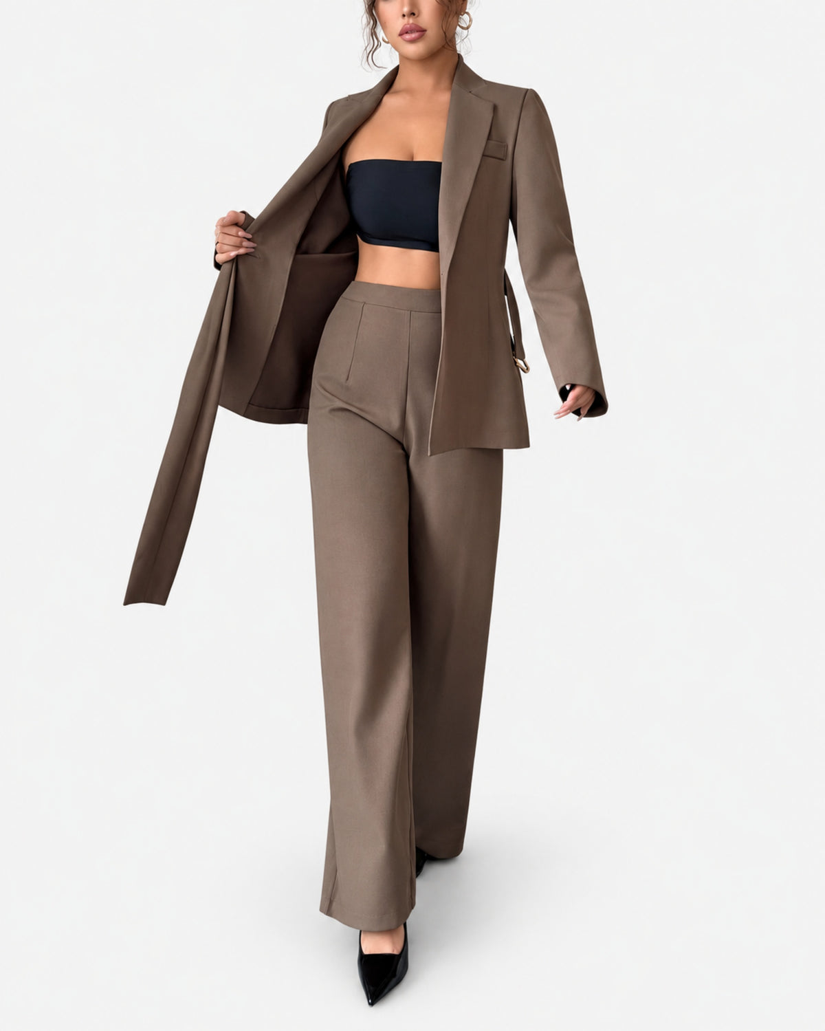 Women’s Belted Wide-Leg Pantsuit