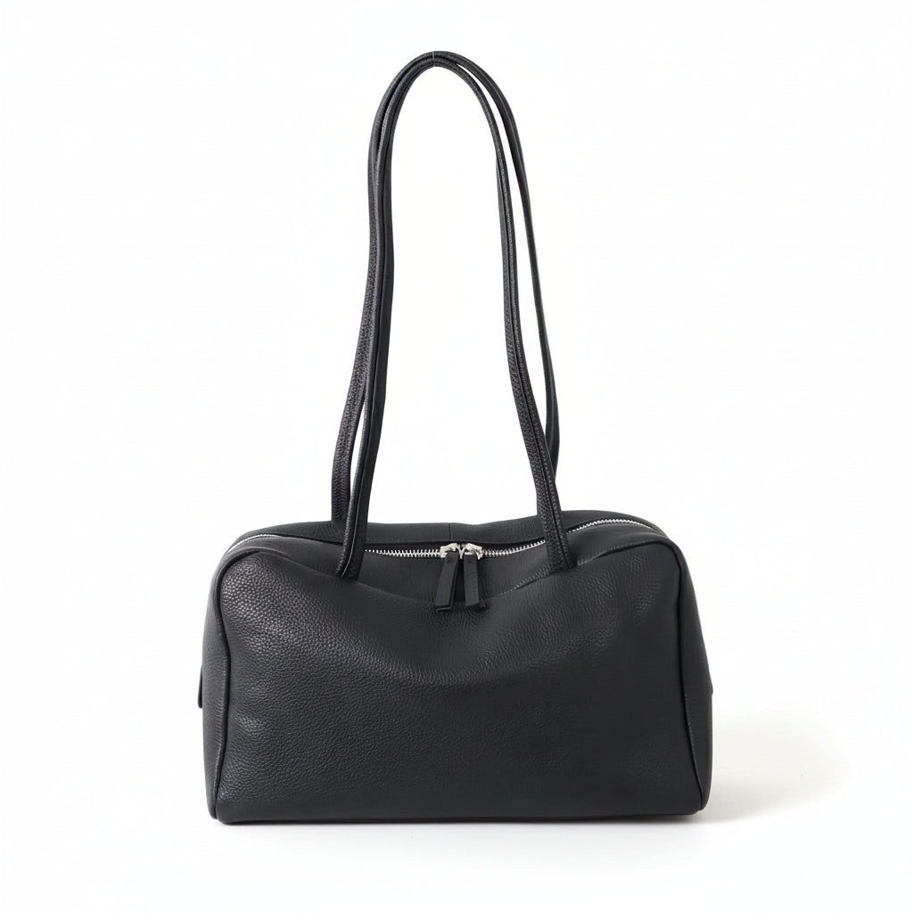 Pebbled Cowhide Boston Bag – Minimal Shoulder Tote
