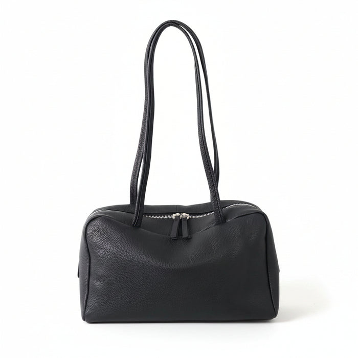 Pebbled Cowhide Boston Bag – Minimal Shoulder Tote