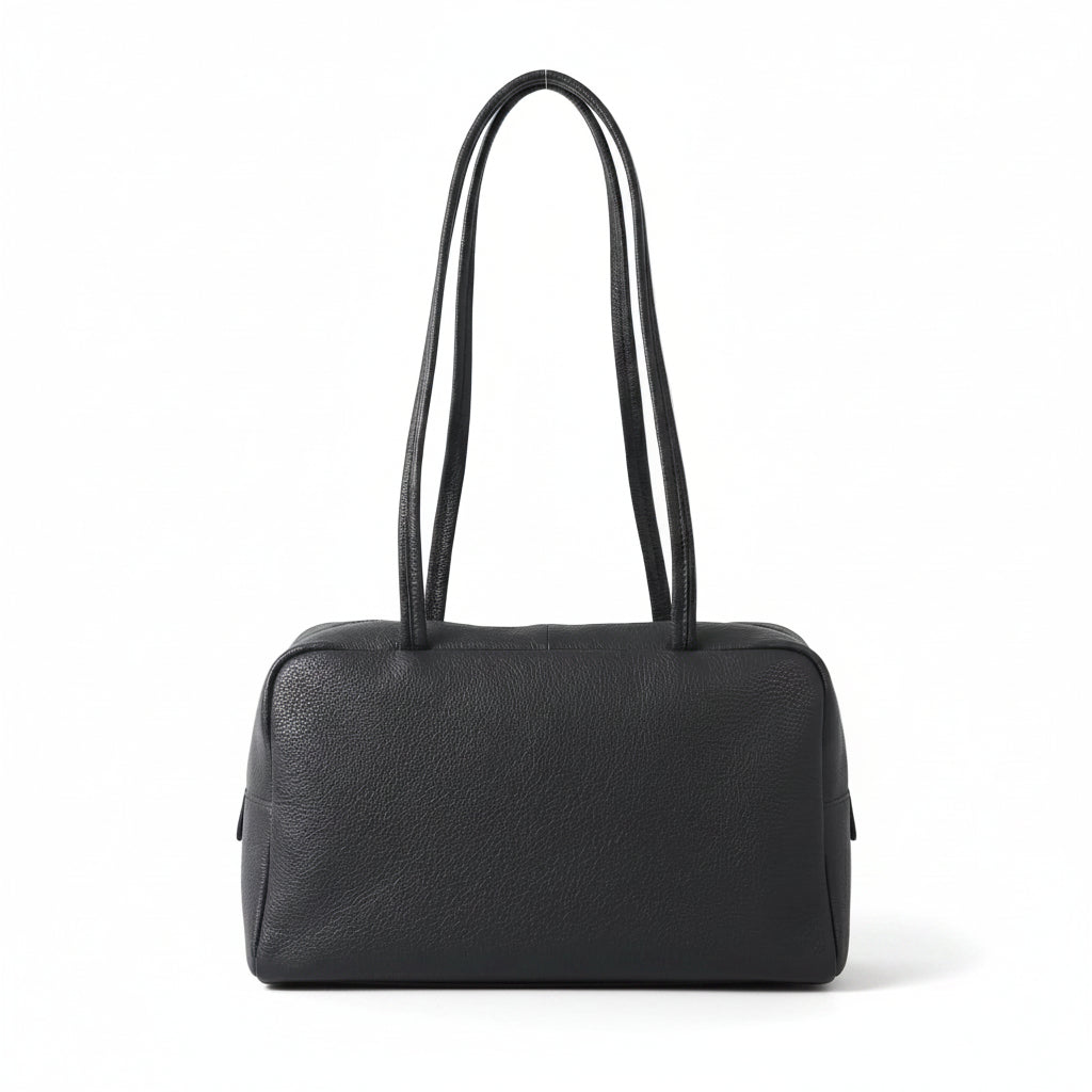 Pebbled Cowhide Boston Bag – Minimal Shoulder Tote