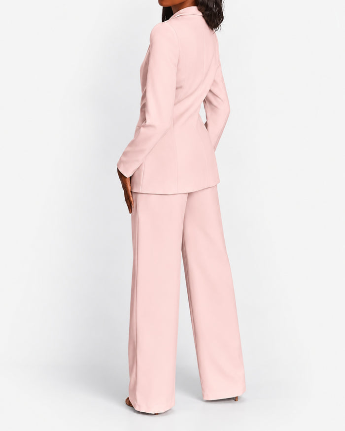 Women's Slim Fit Blazer & Wide-Leg Pants Set