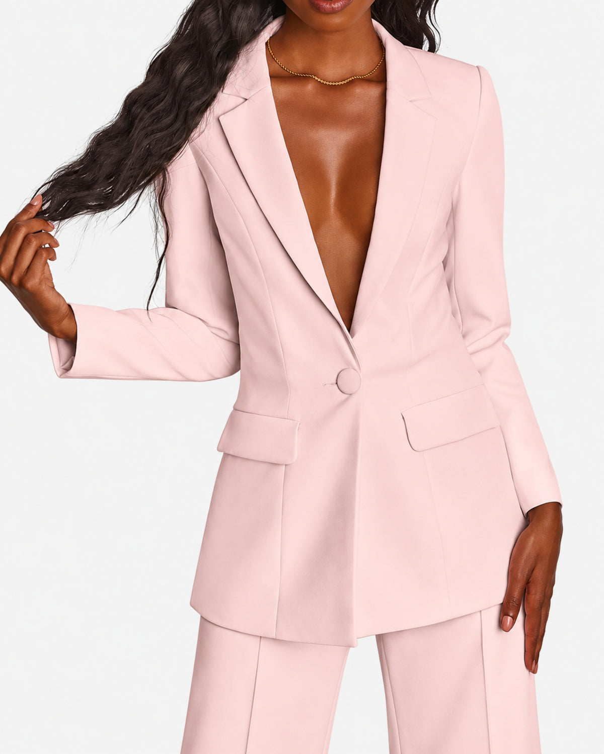 Women's Slim Fit Blazer & Wide-Leg Pants Set