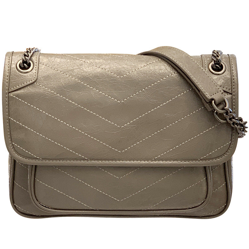 Women’s Ruched Shoulder Bag – Flap Chain Crossbody Handbag