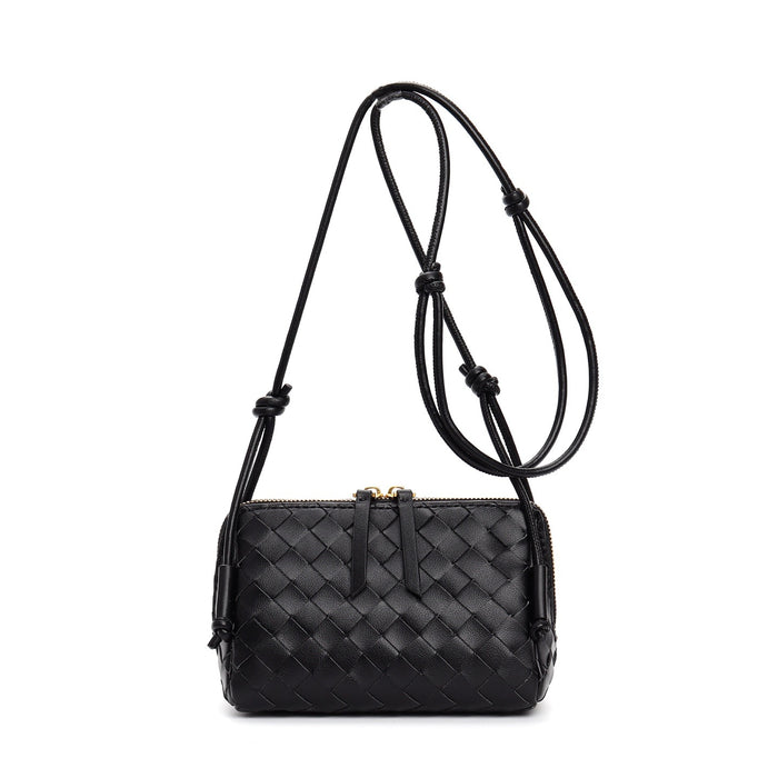 Mini Woven Leather Square Bag – Women Shoulder Crossbody Handbag