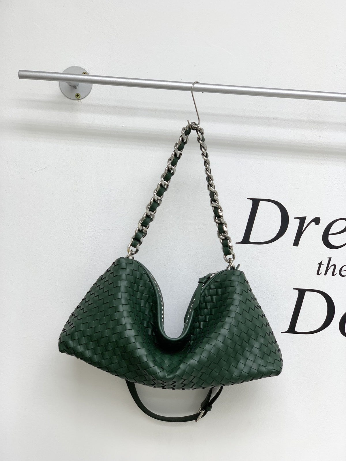 Woven Cowhide Leather Shoulder Bag – Large Capacity Tote