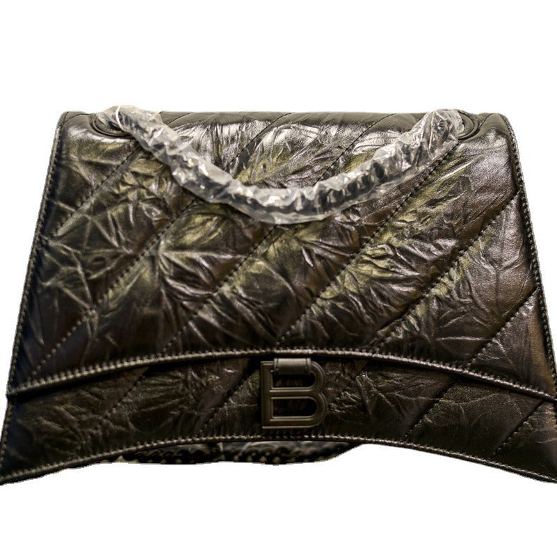 Women’s Quilted Leather Hourglass Bag – Chain Shoulder & Crossbody