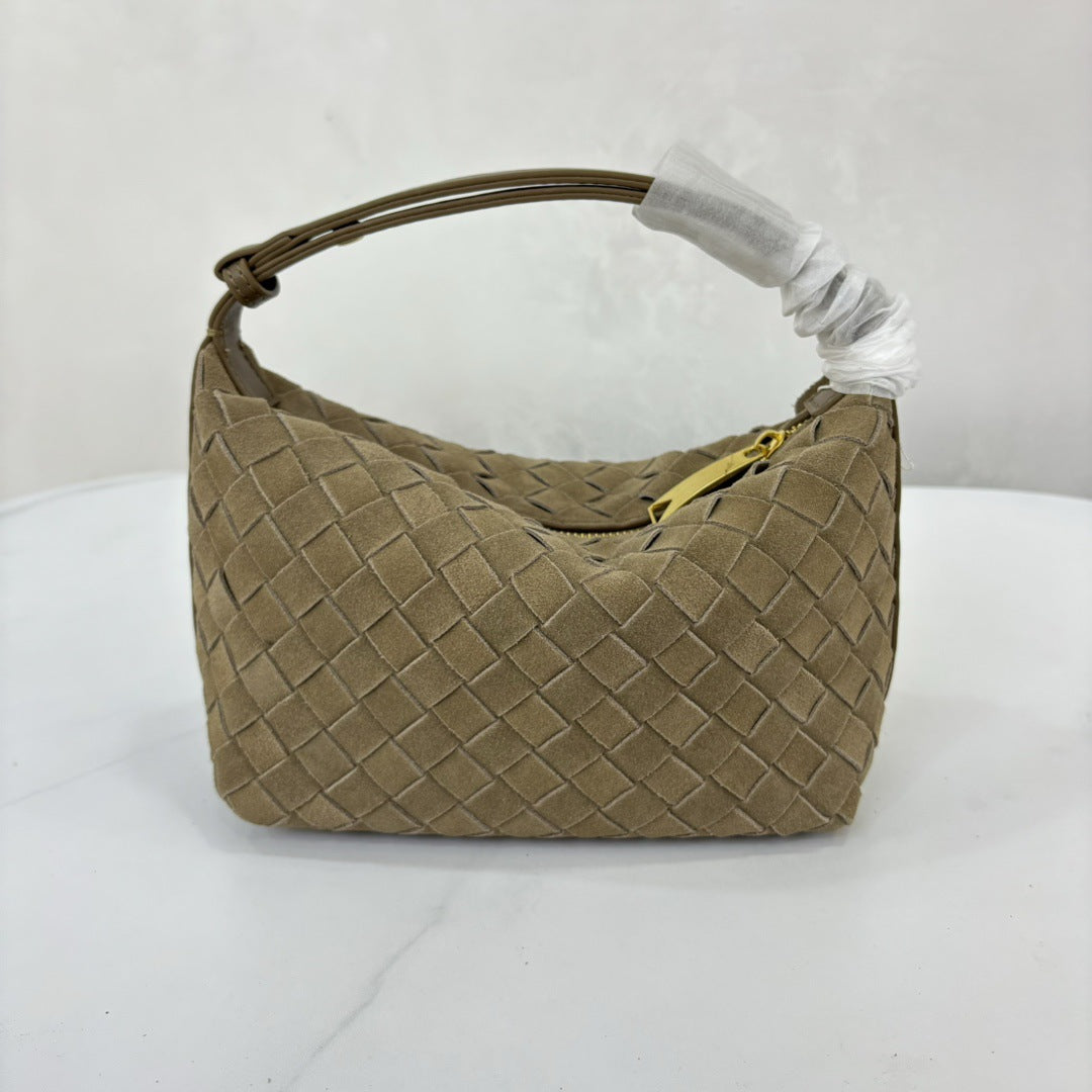 Woven Cowhide Leather Shoulder Bag