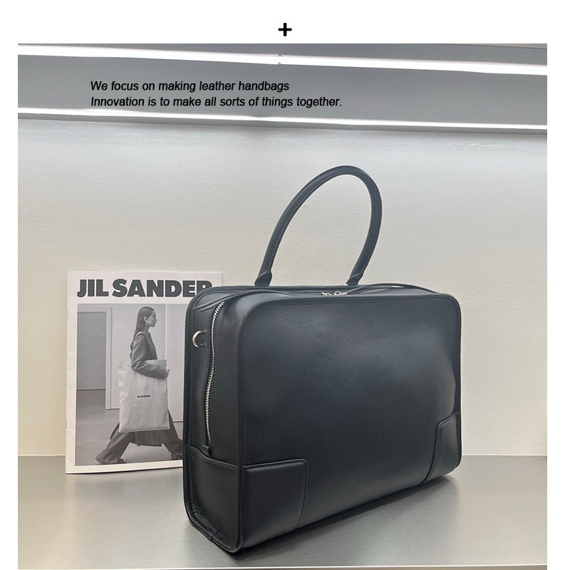 Vintage Cowhide Leather Tote Bag – Shoulder & Handbag