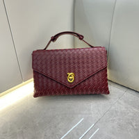 Woven Leather Box Bag – Women Top Handle Crossbody Handbag