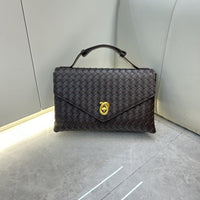 Woven Leather Box Bag – Women Top Handle Crossbody Handbag