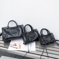 Vintage Cowhide Leather Studded Handbag – Shoulder & Crossbody