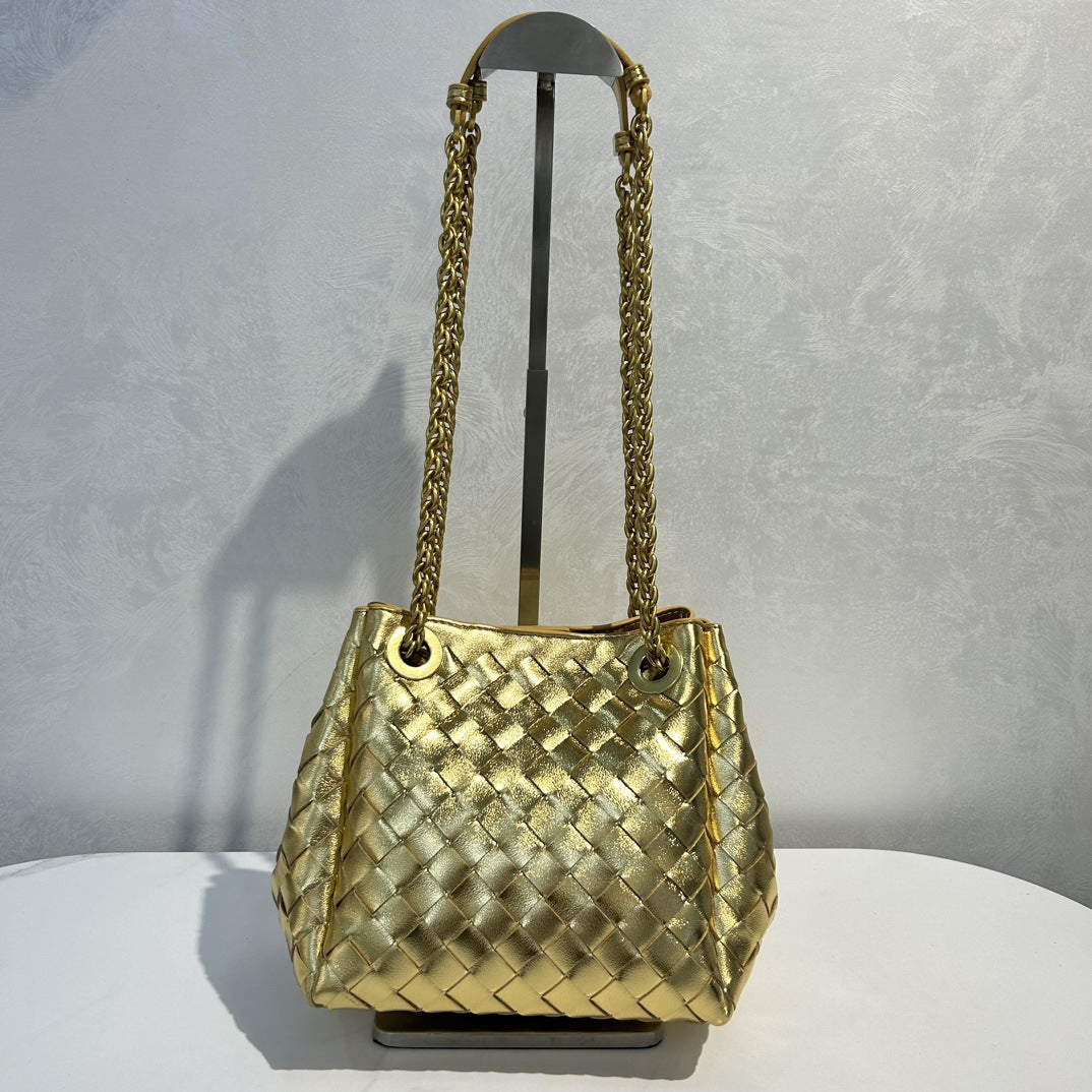 Women’s Handwoven Leather Chain Bag – Parachute Crossbody & Shoulder