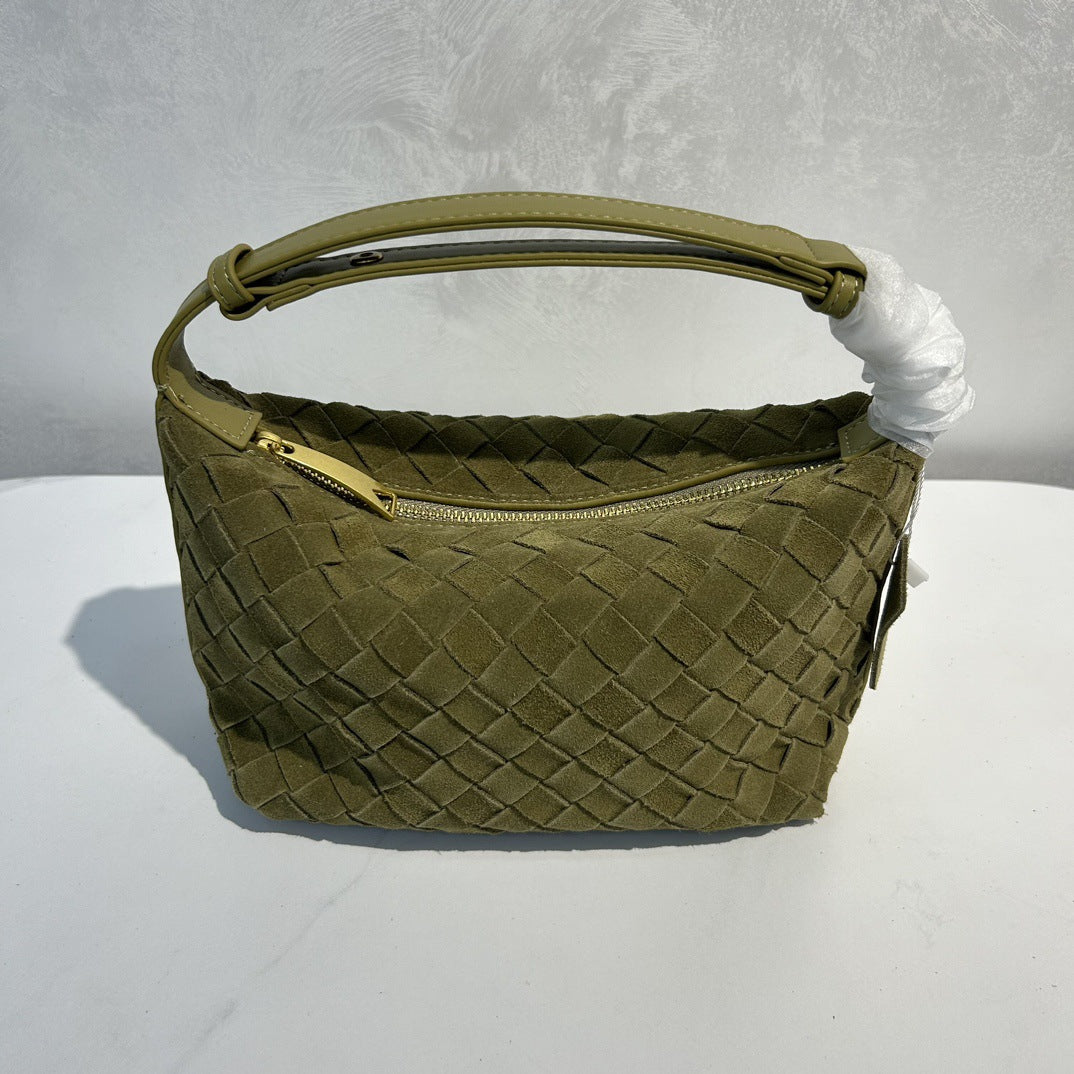 Woven Cowhide Leather Shoulder Bag