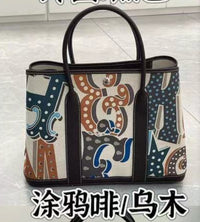 Graffiti Canvas Leather Tote Bag – Large Capacity Garden Bag