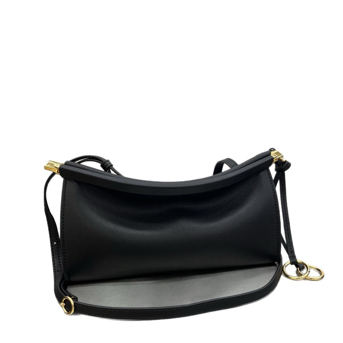 Minimalist Cowhide Leather Shoulder Bag – Square Handbag