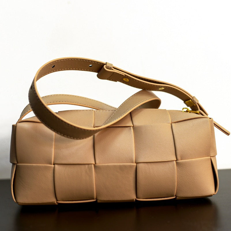 Women’s Woven Leather Waist Bag – Small Crossbody Chest Bag