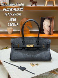 Ostrich Pattern Cowhide Leather Handbag for Women