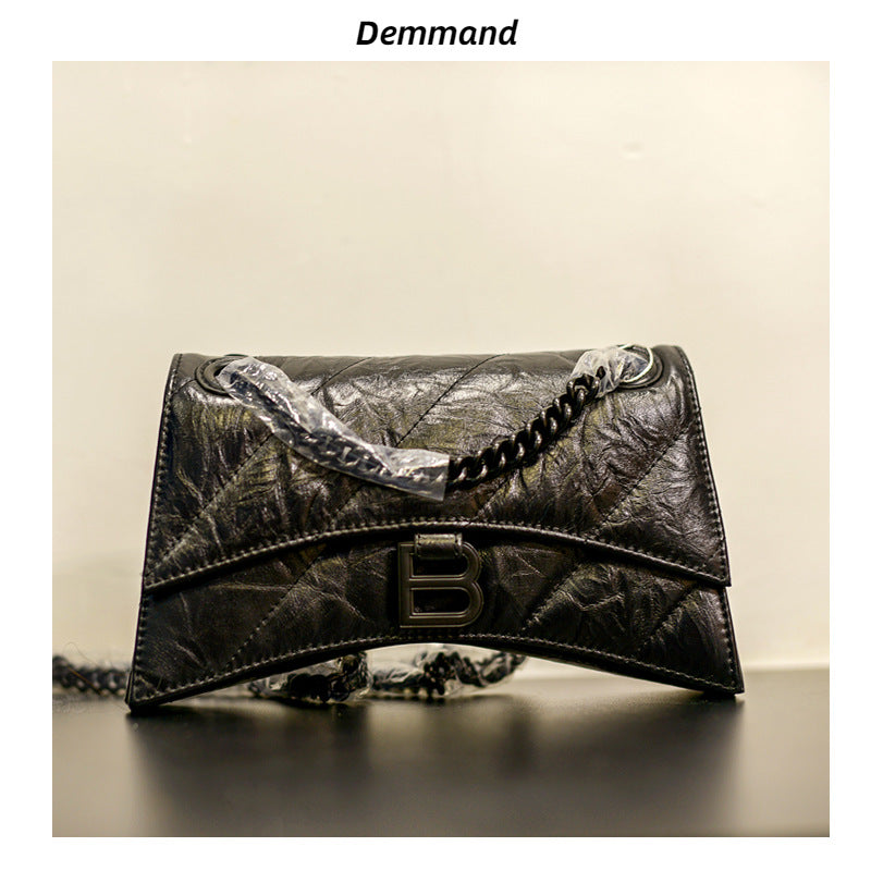 Women’s Quilted Leather Hourglass Bag – Chain Shoulder & Crossbody