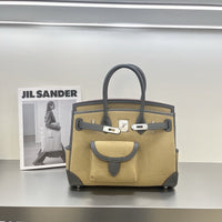 Women’s Canvas & Leather Tote Bag – Structured Crossbody Handbag