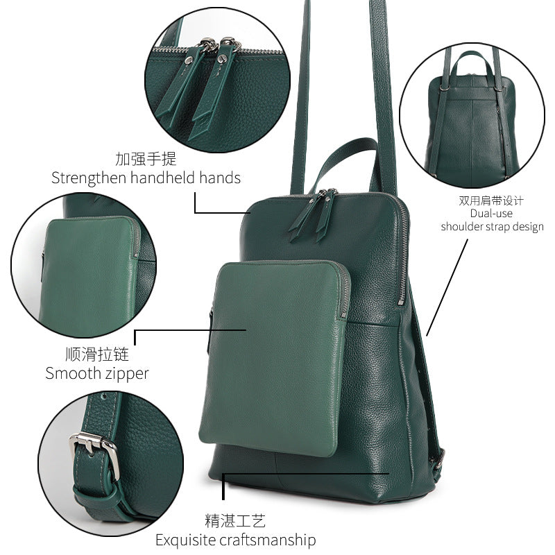 Genuine Leather Backpack – Large Capacity Crossbody & Shoulder Bag