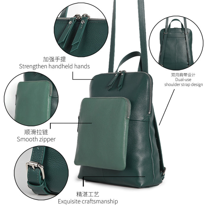 Genuine Leather Backpack – Large Capacity Crossbody & Shoulder Bag