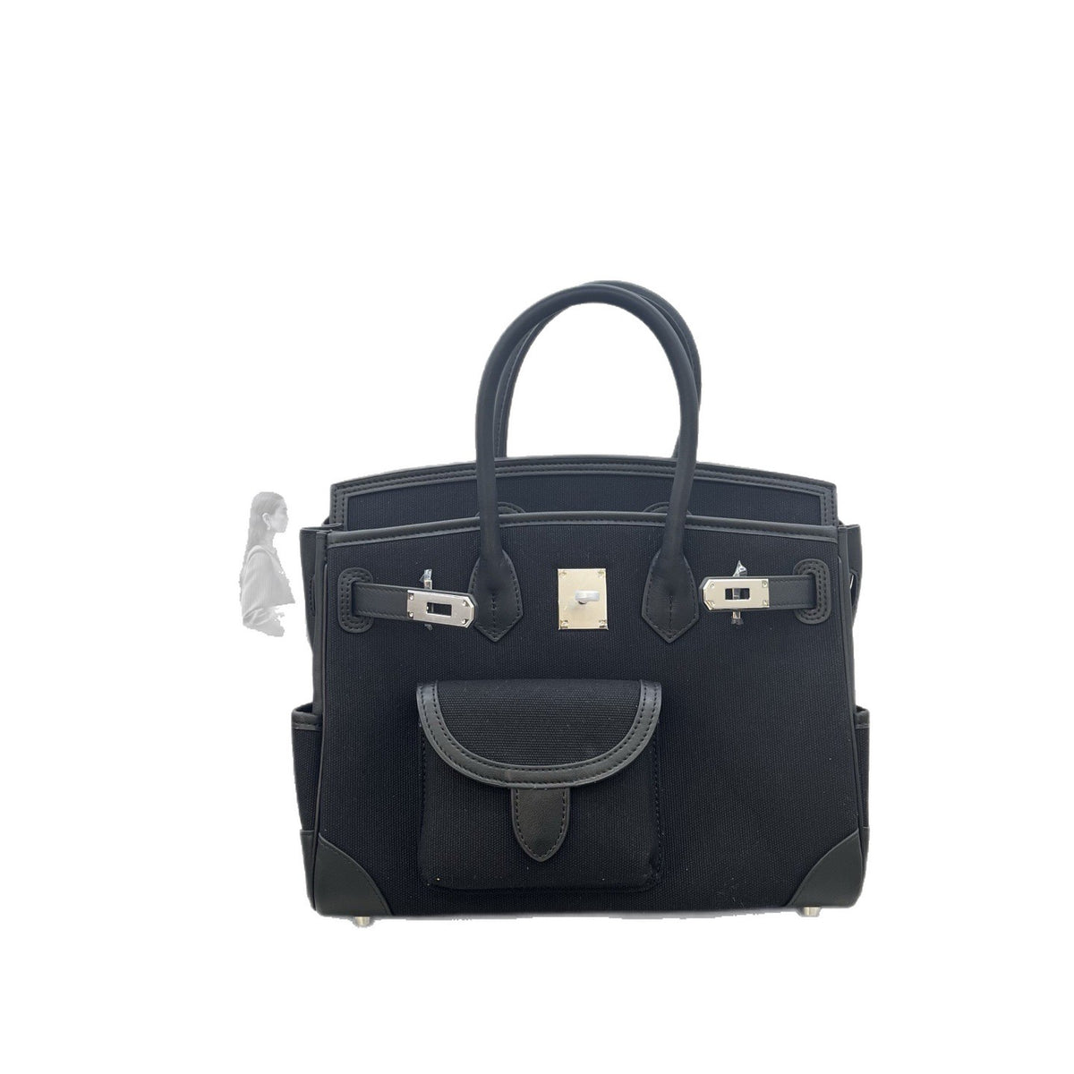 Women’s Canvas & Leather Tote Bag – Structured Crossbody Handbag