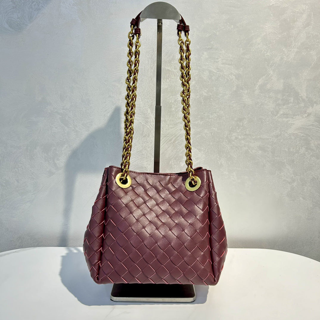 Women’s Handwoven Leather Chain Bag – Parachute Crossbody & Shoulder