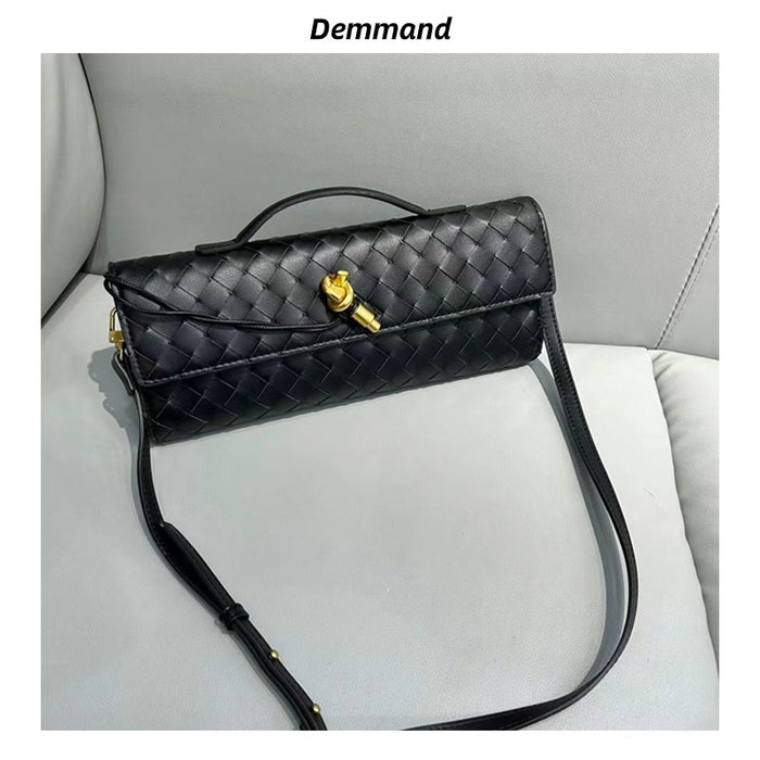 Elegant Woven Cowhide Leather Evening Bag – Shoulder & Handbag