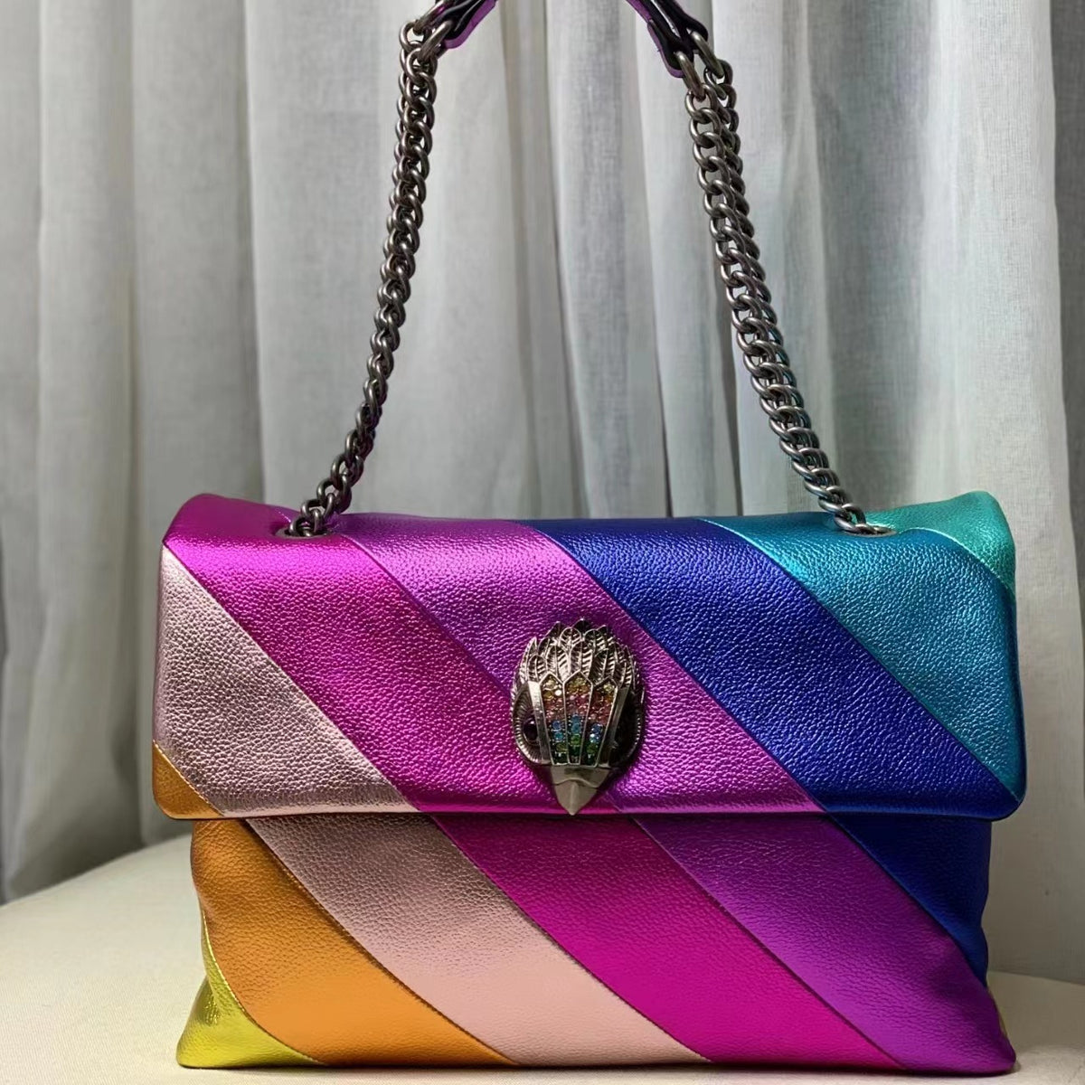 Women’s Color Block Leather Shoulder Bag – Trendy Underarm Crossbody Handbag