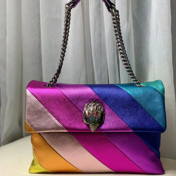 Women’s Color Block Leather Shoulder Bag – Trendy Underarm Crossbody Handbag