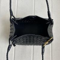 Women’s Woven Calfskin Tote – Leather Shoulder & Handbag with Metal Clasp