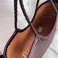Woven Cowhide Leather Basket Bag – Shoulder & Handbag