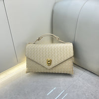 Woven Leather Box Bag – Women Top Handle Crossbody Handbag