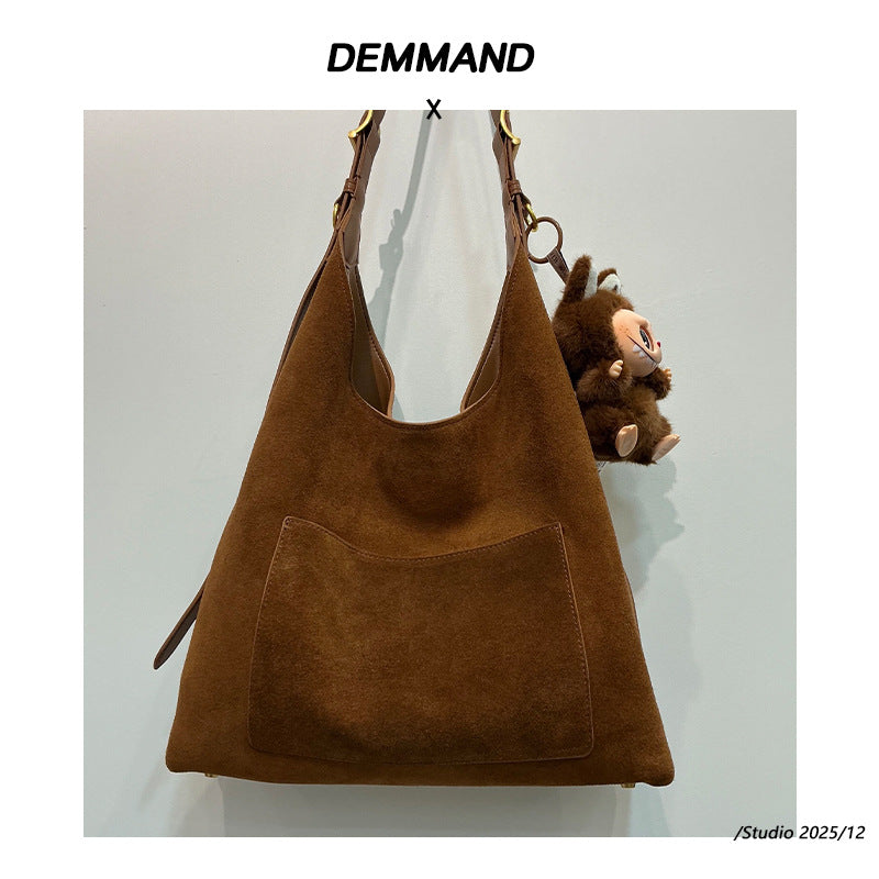 Nubuck Leather Tote Bag for Women – Large Capacity Shoulder & Handbag