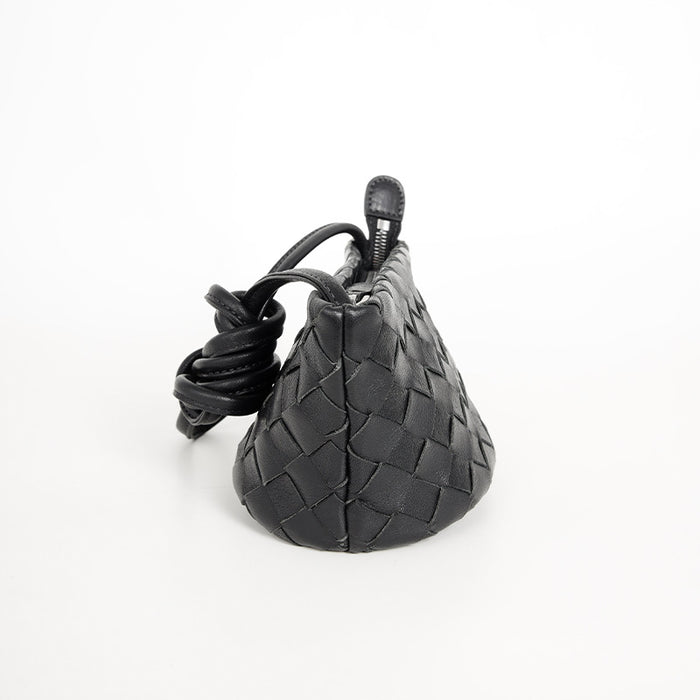 Genuine Leather Shoulder Bag – Woven Small Crossbody Bag