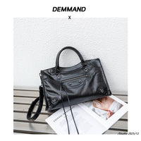 Vintage Cowhide Leather Studded Handbag – Shoulder & Crossbody