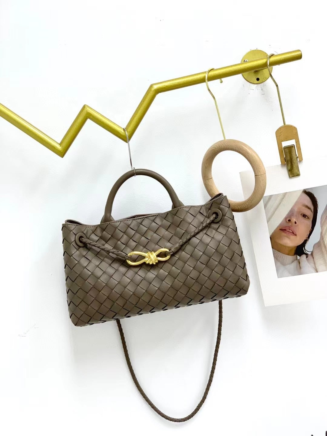 Women’s Woven Genuine Leather Handbag – Cowhide Shoulder Bag