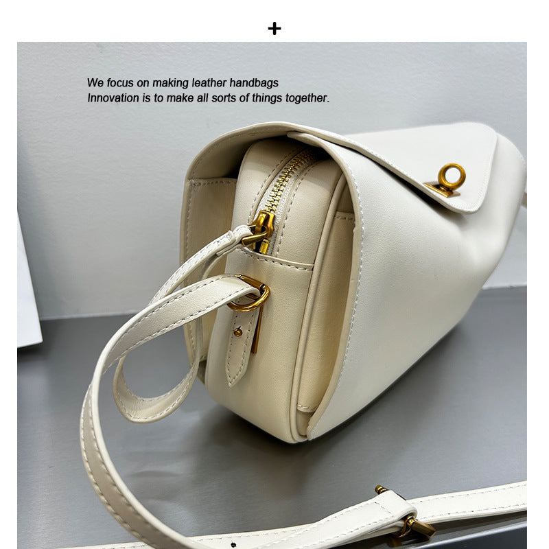 Top-Grain Leather Pillow Tote with Lock Closure